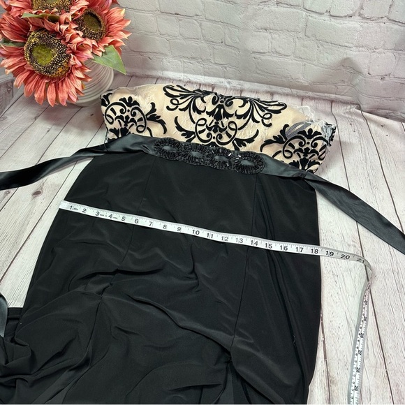 betsy & adam formal evening dress sz 14  black cream sheer top empire waist - Picture 8 of 12